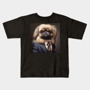 Pekingese Dog in Suit Kids T-Shirt